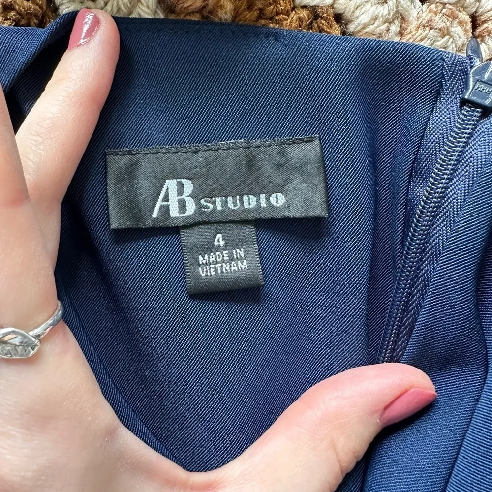 AB studio preppy vintage corpcore business core classic navy sheath dress sz 4 - Picture 13 of 13